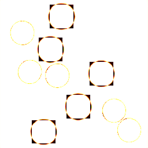 Reconstruction error: the corners of the squares stand out