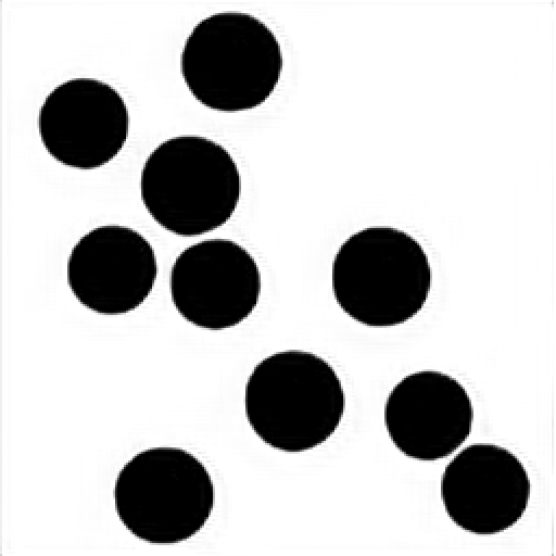 Its reconstruction: the autoencoder turns the squares back into circles
