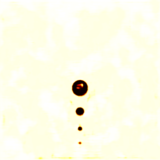 Reconstruction through a neural network: four clean voids on a smooth background