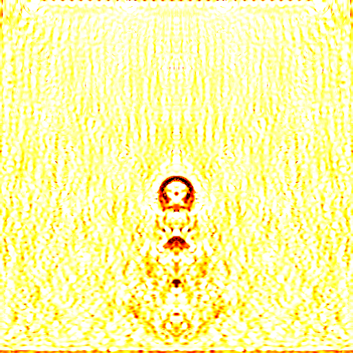 Reconstruction optimized on the pixels: noisy, with the voids only faintly visible